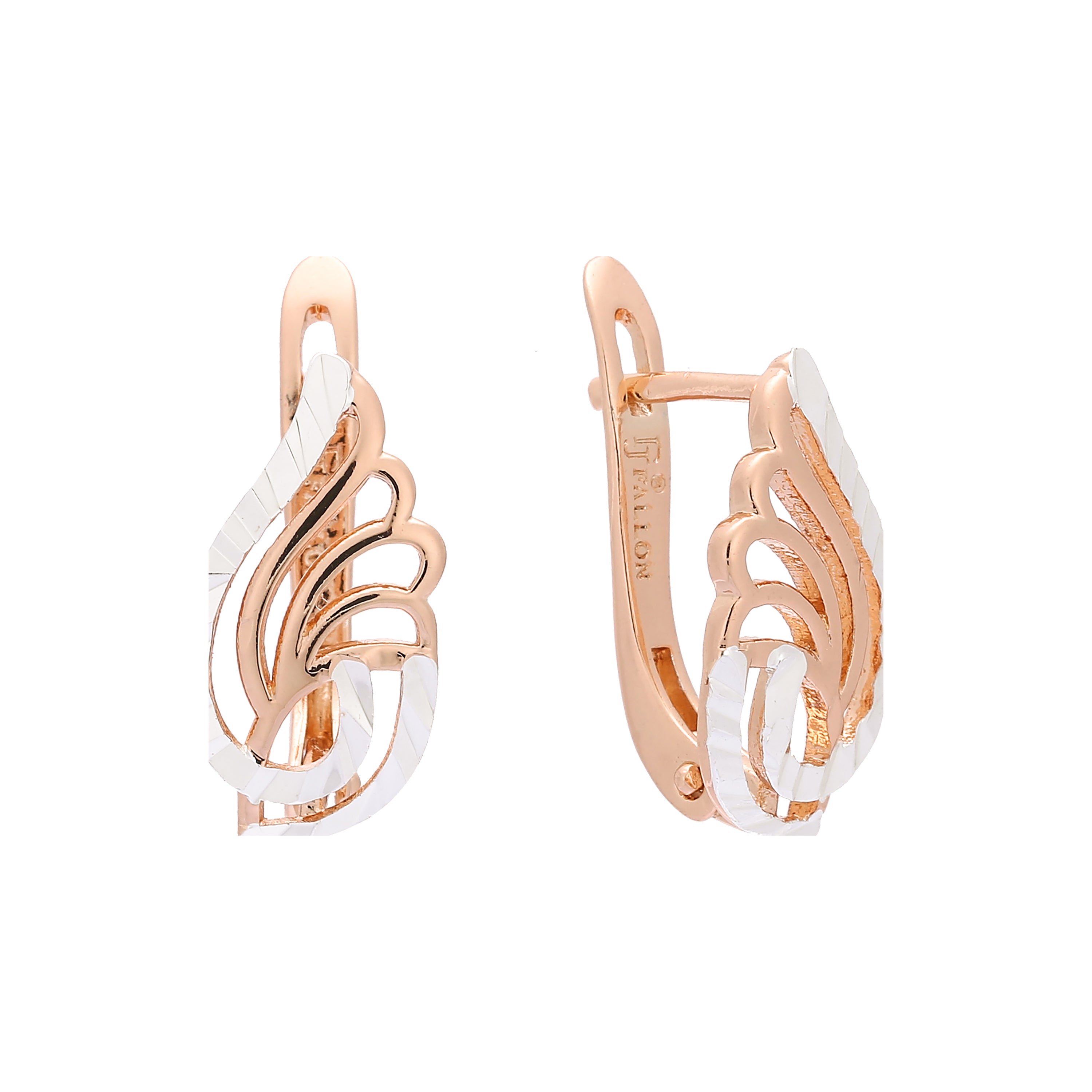 Angel's Wings 14K Gold, Rose Gold two tone clip-on earrings