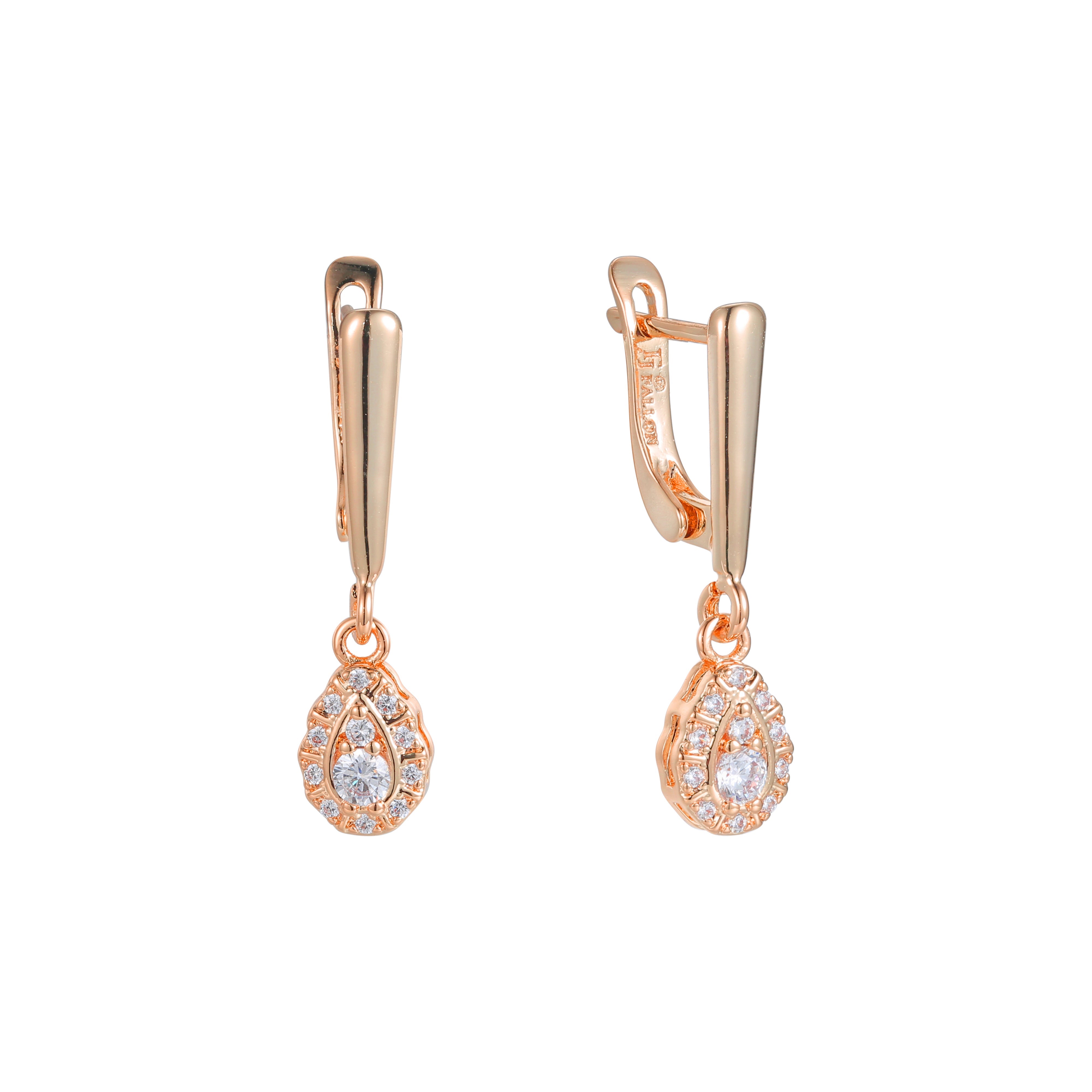 Aretes colgantes en Oro de 14K, Oro Rosa, baño de dos tonos