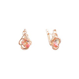 Solitaire big triangular CZ Rose Gold, two tone earrings