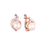 Pearl earrings in Rose Gold, two tone plating colors