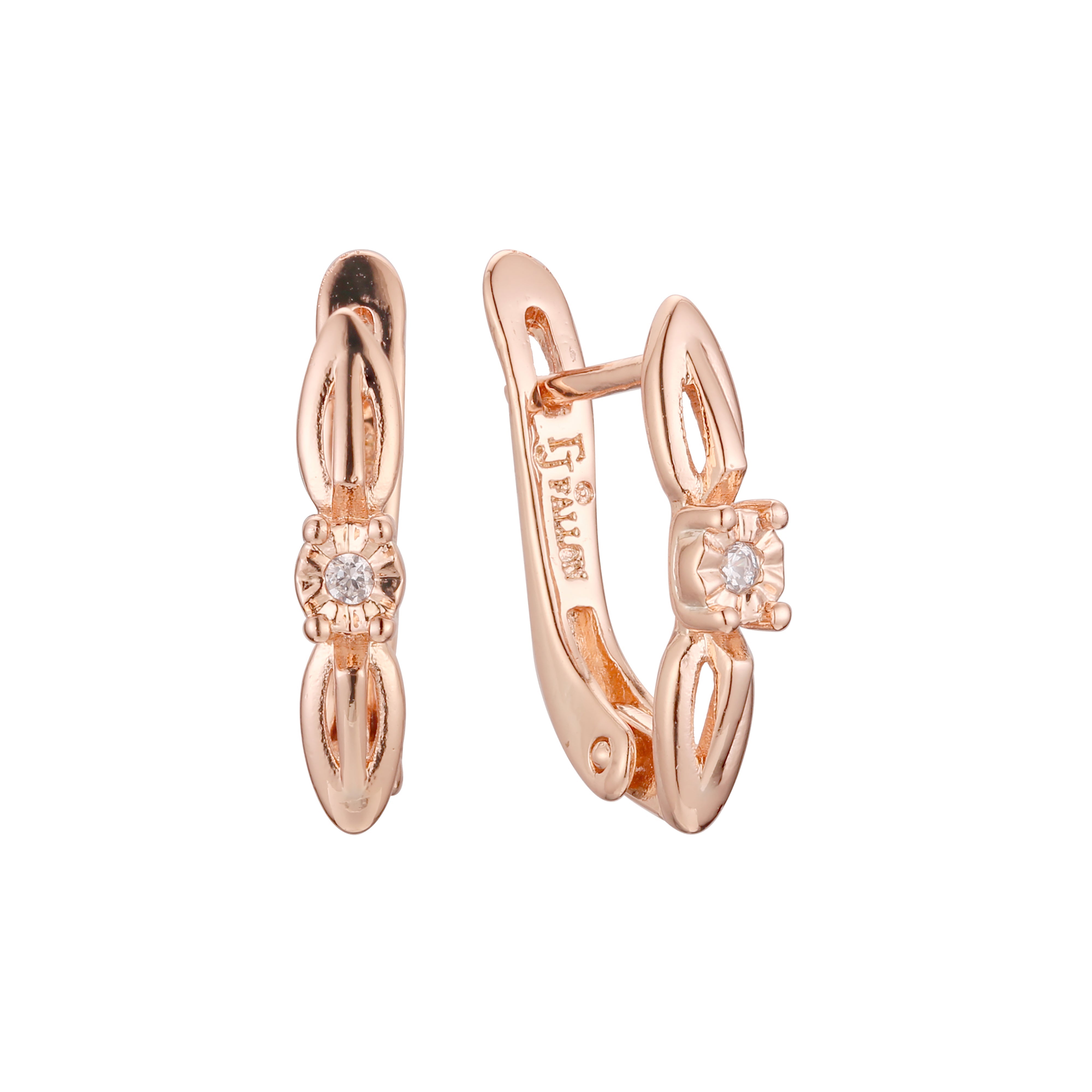 Solitaire earrings in 14K Gold, Rose Gold, two tone plating colors