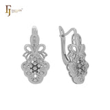 Pineapple cluster white CZs 14K GOld, Rose Gold, White Gold earrings