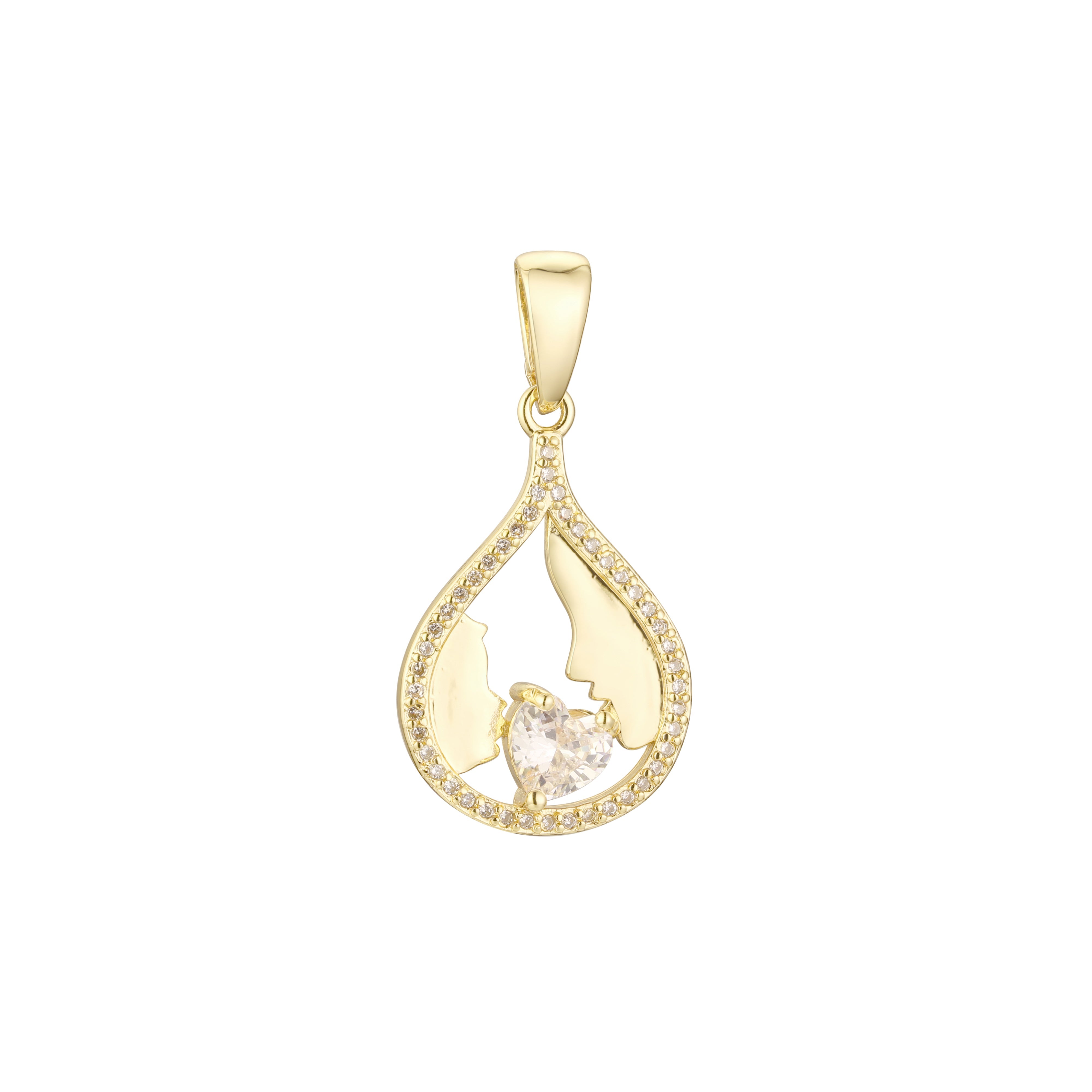 Mother and kid pendant in Rose Gold, 14K Gold, two tone plating colors