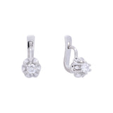 Flower clipped solitaire cz 14K Gold, Rose Gold earrings