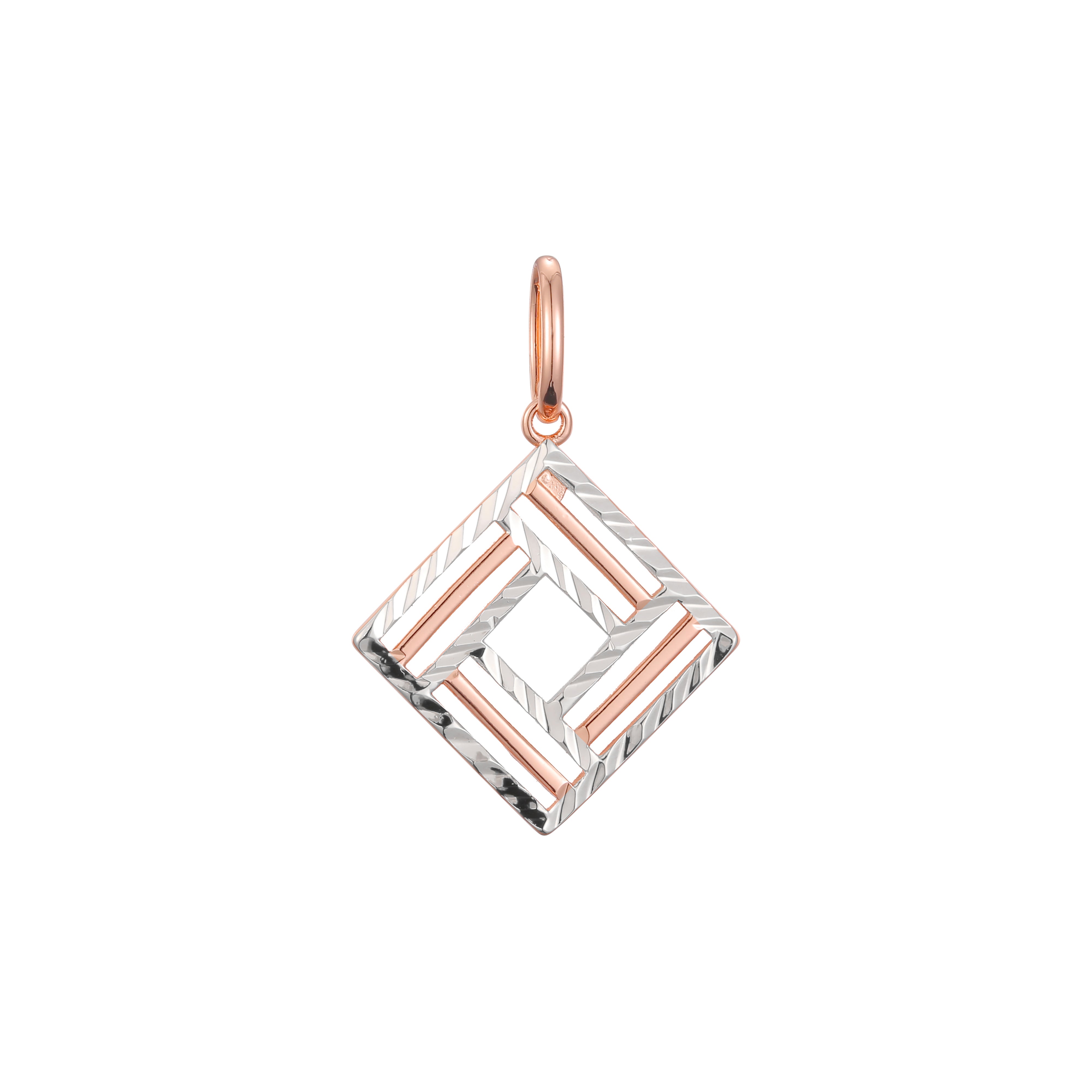 Rhombus pendant in Rose Gold two tone, 14K Gold plating colors