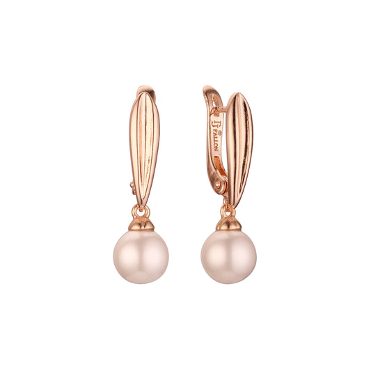 Rose Gold minimalist pearl drop earrings