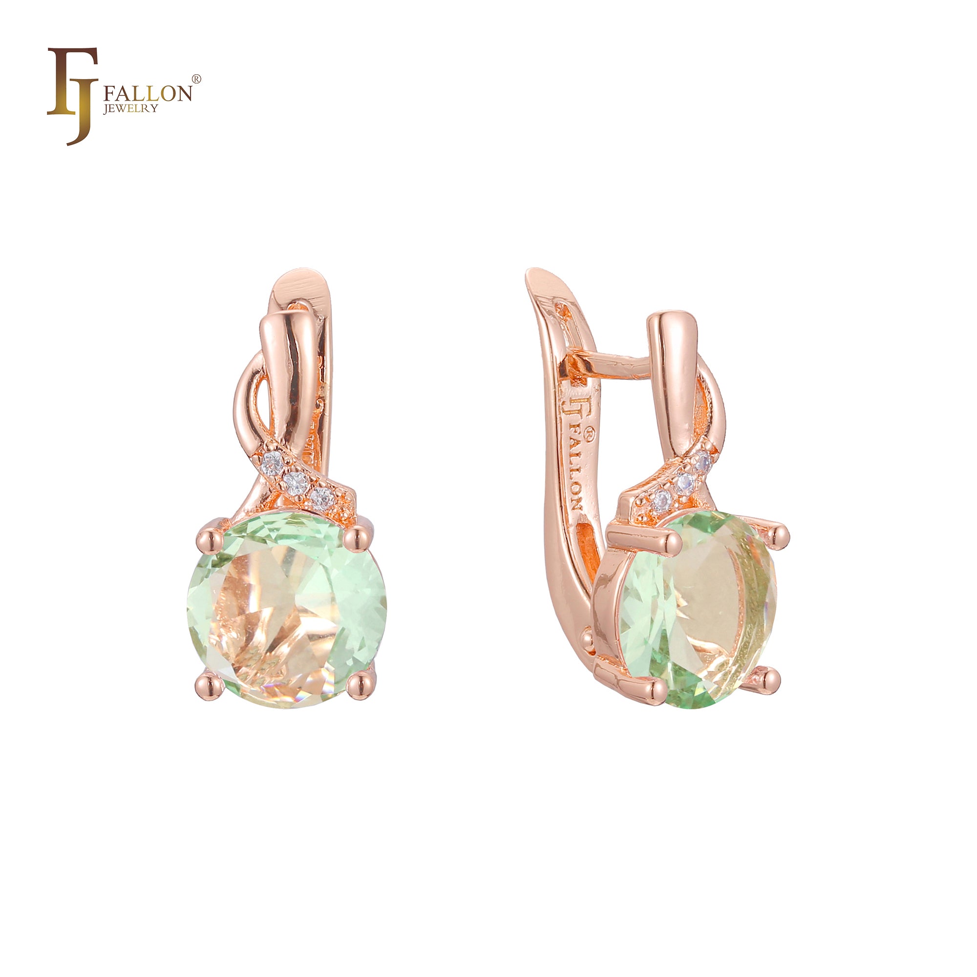 Aretes solitarios en Oro de 14K, Oro Rosa, baño de dos tonos