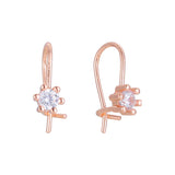 Wire Hook solitaire child earrings plated in 14K Gold, Rose Gold