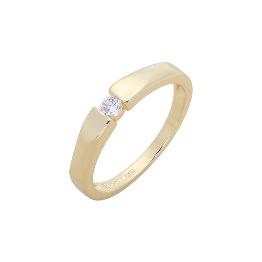 Tension solitaire white cz 14K Gold, Rose Gold Rings