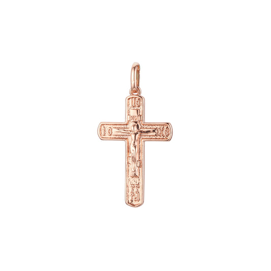 Colgante cruz ortodoxa en Oro Rosa bicolor, baño de Oro 14K colores