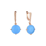 Rose Gold earrings with round colorful stone / turquoise