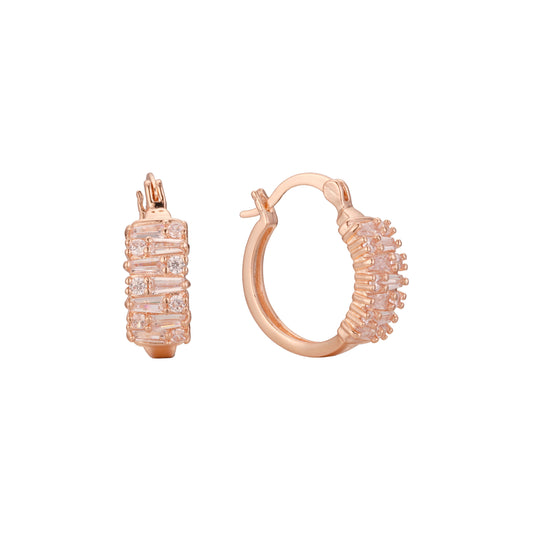 Aretes de aro en Oro de 14K, baño de Oro Rosa colores