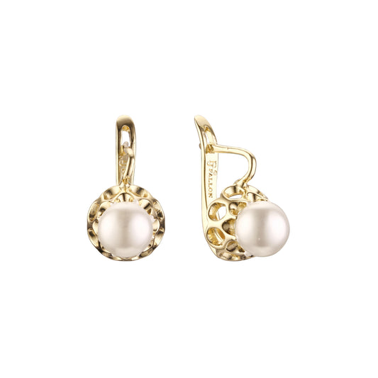 Aretes de perlas en Oro 14K, Oro 18K, Oro Rosa, baño en dos tonos