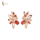 Fairy dancing cluster colorful czs Rose Gold earrings